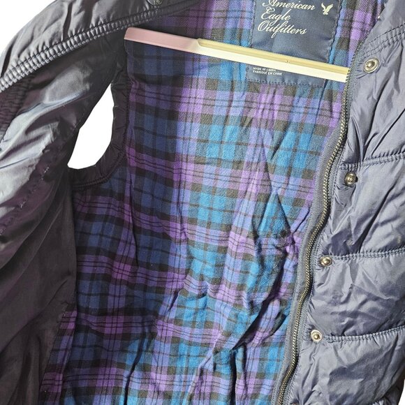 American Eagle Outfitters Mens Puffer Vest Navy Blue S/P Quilted Sleeveless Jack - Picture 6 of 8